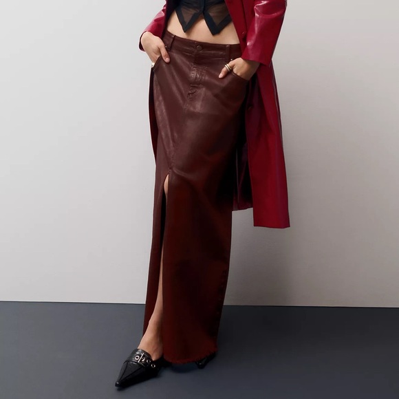 Anthropologie The Madi Front-Slit Denim Skirt by Pilcro - Picture 7 of 12